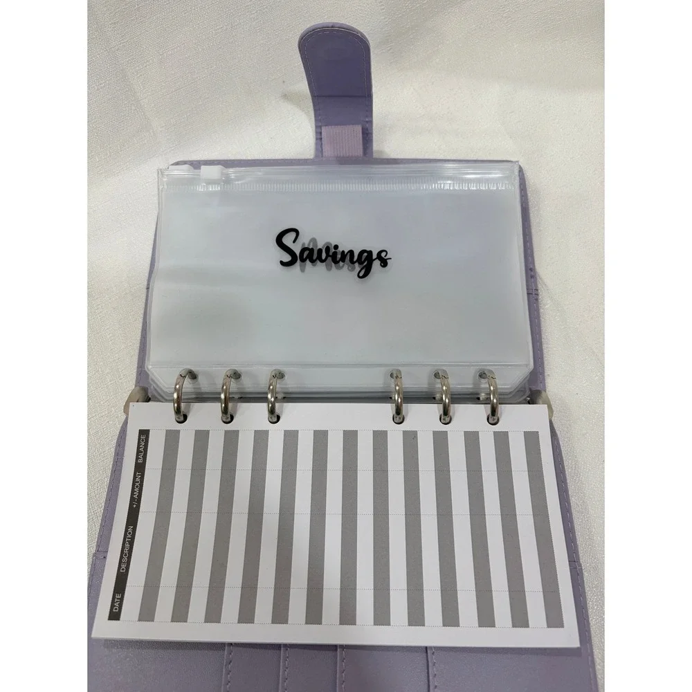 Lavender Cash Stuffing Budget Envelope System Binder with Stickers A6 6-Ring
